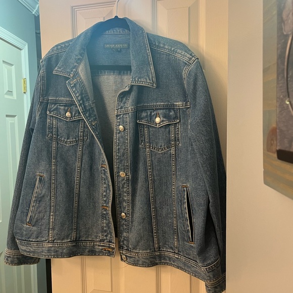 Lauren Jean (Ralph Lauren) Distressed Denim Jean Jacket with pockets - Picture 1 of 8